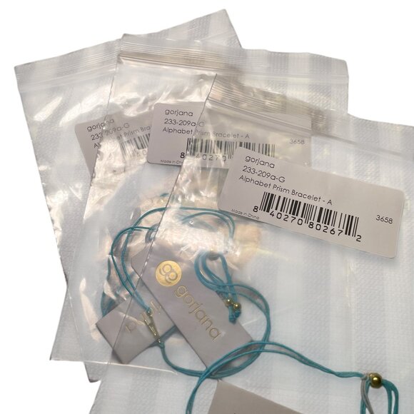 Gorjana Initial Prism Bracelet – Blue String with Gold-Plated "A" Charm – NWT - Picture 4 of 6